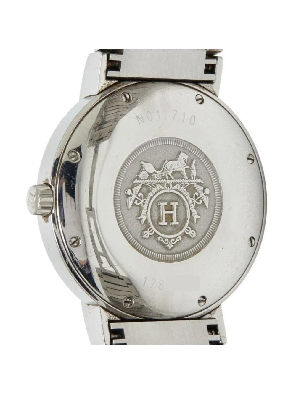 Hermes Nomade Auto Quartz Watch Gray Silver Stainless Steel